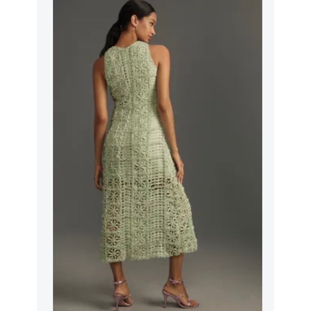 Endless Rose Sage Green Floral Lace Sleeveless Maxi Dress Medium Column Gown - Picture 5 of 5